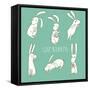 Cute Playing Rabbits in Cartoon Style-smilewithjul-Framed Stretched Canvas