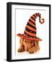 Cute Puppy Wearing a Halloween Witch Hat-Hannamariah-Framed Photographic Print