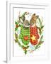 Cute Rabbit. Forest Animal. Christmas Card. Watercolor Winter Holidays Wreath Frame.-Faenkova Elena-Framed Art Print