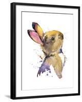 Cute Rabbit. Hare. Watercolor Illustration. Forest Animal.-Faenkova Elena-Framed Art Print