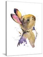 Cute Rabbit. Hare. Watercolor Illustration. Forest Animal.-Faenkova Elena-Stretched Canvas
