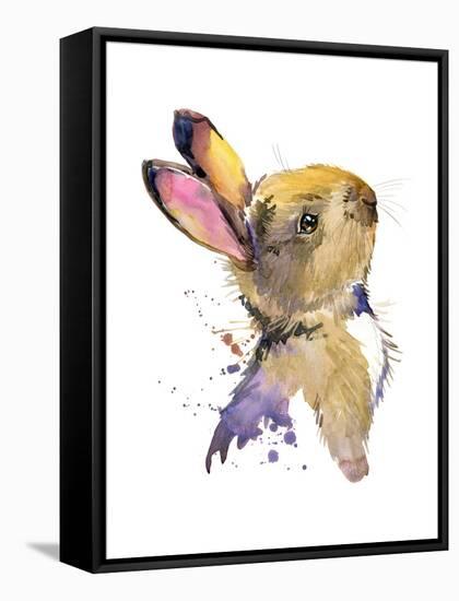Cute Rabbit. Hare. Watercolor Illustration. Forest Animal.-Faenkova Elena-Framed Stretched Canvas