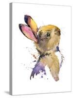 Cute Rabbit. Hare. Watercolor Illustration. Forest Animal.-Faenkova Elena-Stretched Canvas