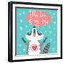 Cute Raccoon Confesses His Love-Baksiabat-Framed Art Print