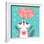 Cute Raccoon Confesses His Love-Baksiabat-Framed Art Print