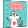 Cute Raccoon Confesses His Love-Baksiabat-Mounted Art Print