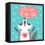 Cute Raccoon Confesses His Love-Baksiabat-Framed Stretched Canvas