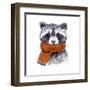 Cute Raccoon with Scarf , Sketchy Style. Autumn Cozy Illustrations with Warm Colors. Perfectly for-Maria Sem-Framed Art Print