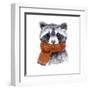 Cute Raccoon with Scarf , Sketchy Style. Autumn Cozy Illustrations with Warm Colors. Perfectly for-Maria Sem-Framed Art Print