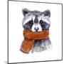 Cute Raccoon with Scarf , Sketchy Style. Autumn Cozy Illustrations with Warm Colors. Perfectly for-Maria Sem-Mounted Art Print