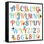 Cute Retro Style Boy Themed Alphabet Set-Pink Pueblo-Framed Stretched Canvas