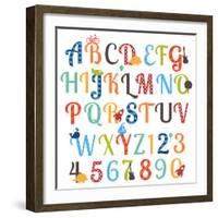 Cute Retro Style Boy Themed Alphabet Set-Pink Pueblo-Framed Premium Giclee Print