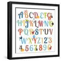 Cute Retro Style Boy Themed Alphabet Set-Pink Pueblo-Framed Premium Giclee Print