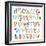 Cute Retro Style Boy Themed Alphabet Set-Pink Pueblo-Framed Premium Giclee Print