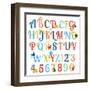 Cute Retro Style Boy Themed Alphabet Set-Pink Pueblo-Framed Art Print