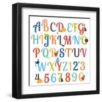 Cute Retro Style Boy Themed Alphabet Set-Pink Pueblo-Framed Art Print