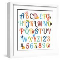 Cute Retro Style Boy Themed Alphabet Set-Pink Pueblo-Framed Art Print