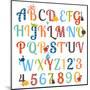 Cute Retro Style Boy Themed Alphabet Set-Pink Pueblo-Mounted Art Print