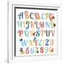 Cute Retro Style Boy Themed Alphabet Set-Pink Pueblo-Framed Art Print