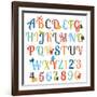 Cute Retro Style Boy Themed Alphabet Set-Pink Pueblo-Framed Art Print