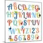 Cute Retro Style Boy Themed Alphabet Set-Pink Pueblo-Mounted Art Print