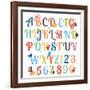 Cute Retro Style Boy Themed Alphabet Set-Pink Pueblo-Framed Art Print