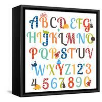 Cute Retro Style Boy Themed Alphabet Set-Pink Pueblo-Framed Stretched Canvas