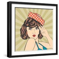 Cute Retro Woman in Comics Style-Eva Andreea-Framed Art Print