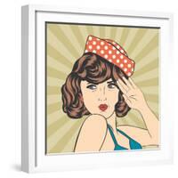 Cute Retro Woman in Comics Style-Eva Andreea-Framed Art Print