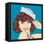 Cute Retro Woman in Comics Style-Eva Andreea-Framed Stretched Canvas