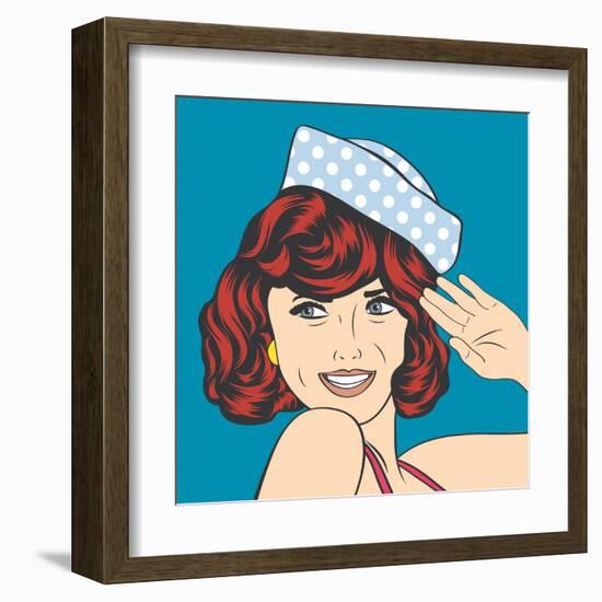 Cute Retro Woman in Comics Style-Eva Andreea-Framed Art Print