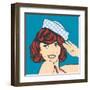 Cute Retro Woman in Comics Style-Eva Andreea-Framed Art Print