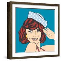 Cute Retro Woman in Comics Style-Eva Andreea-Framed Art Print