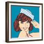 Cute Retro Woman in Comics Style-Eva Andreea-Framed Art Print