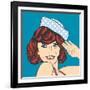 Cute Retro Woman in Comics Style-Eva Andreea-Framed Art Print