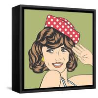 Cute Retro Woman in Comics Style-Eva Andreea-Framed Stretched Canvas