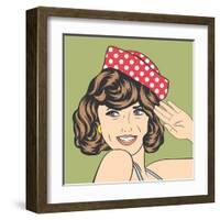 Cute Retro Woman in Comics Style-Eva Andreea-Framed Art Print