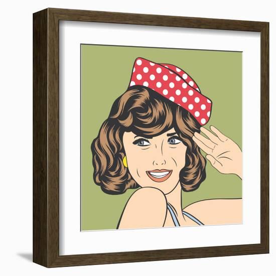 Cute Retro Woman in Comics Style-Eva Andreea-Framed Art Print