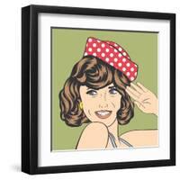 Cute Retro Woman in Comics Style-Eva Andreea-Framed Art Print