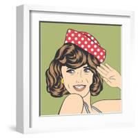 Cute Retro Woman in Comics Style-Eva Andreea-Framed Art Print