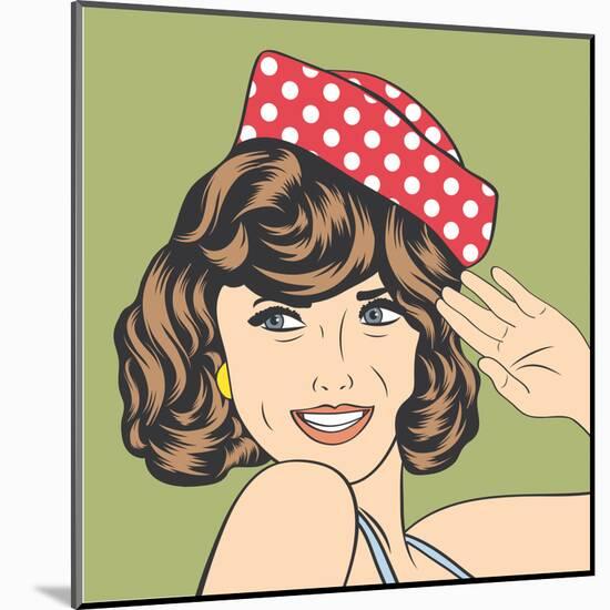 Cute Retro Woman in Comics Style-Eva Andreea-Mounted Art Print