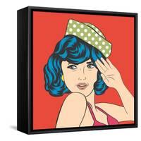 Cute Retro Woman in Comics Style-Eva Andreea-Framed Stretched Canvas