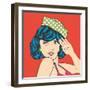 Cute Retro Woman in Comics Style-Eva Andreea-Framed Art Print