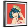 Cute Retro Woman in Comics Style-Eva Andreea-Framed Art Print