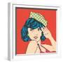 Cute Retro Woman in Comics Style-Eva Andreea-Framed Art Print