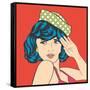 Cute Retro Woman in Comics Style-Eva Andreea-Framed Stretched Canvas