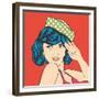 Cute Retro Woman in Comics Style-Eva Andreea-Framed Premium Giclee Print