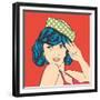 Cute Retro Woman in Comics Style-Eva Andreea-Framed Premium Giclee Print