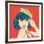 Cute Retro Woman in Comics Style-Eva Andreea-Framed Art Print