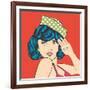 Cute Retro Woman in Comics Style-Eva Andreea-Framed Art Print